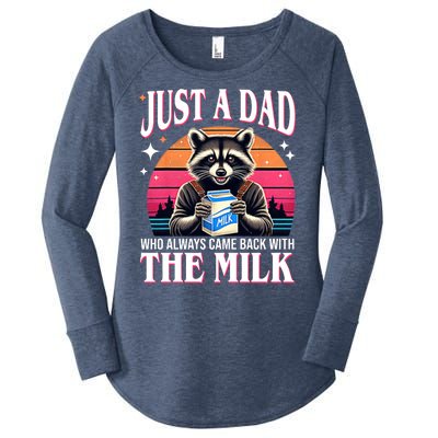 Just A Dad Who Always Came Back With The Milk Funny Raccoon Women's Perfect Tri Tunic Long Sleeve Shirt