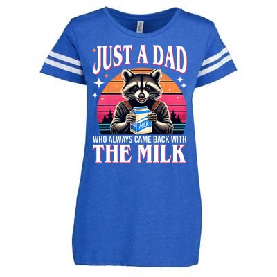 Just A Dad Who Always Came Back With The Milk Funny Raccoon Enza Ladies Jersey Football T-Shirt