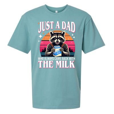 Just A Dad Who Always Came Back With The Milk Funny Raccoon Sueded Cloud Jersey T-Shirt