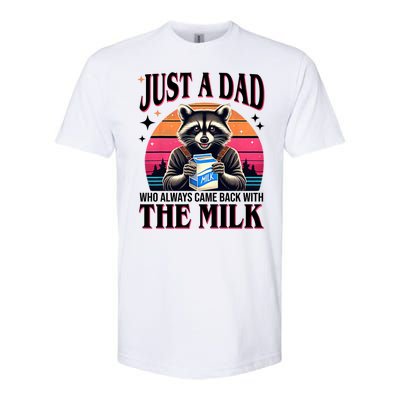 Just A Dad Who Always Came Back With The Milk Funny Raccoon Softstyle CVC T-Shirt