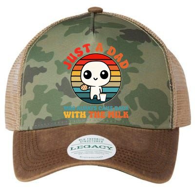 Just A Dad Who Always Came Back With The Milk Funny Father Legacy Tie Dye Trucker Hat