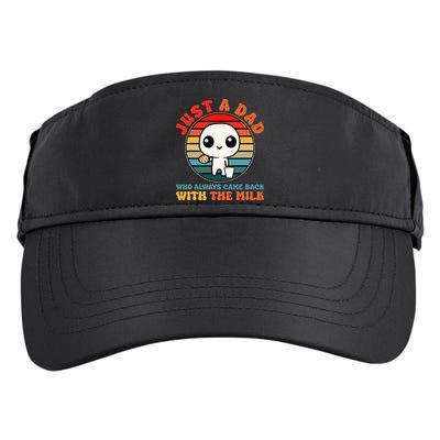Just A Dad Who Always Came Back With The Milk Funny Father Adult Drive Performance Visor