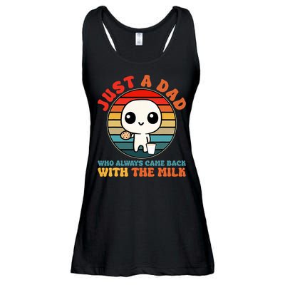 Just A Dad Who Always Came Back With The Milk Funny Father Ladies Essential Flowy Tank