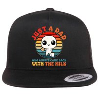 Just A Dad Who Always Came Back With The Milk Funny Father Flat Bill Trucker Hat