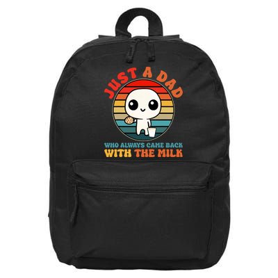 Just A Dad Who Always Came Back With The Milk Funny Father 16 in Basic Backpack