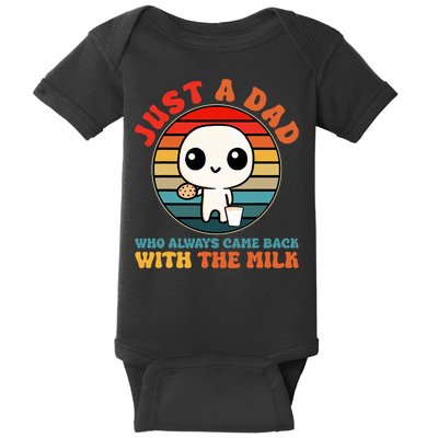 Just A Dad Who Always Came Back With The Milk Funny Father Baby Bodysuit