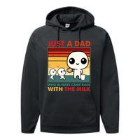 Just A Dad Who Always Came Back With The Milk Retro Father Performance Fleece Hoodie