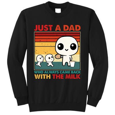 Just A Dad Who Always Came Back With The Milk Retro Father Sweatshirt