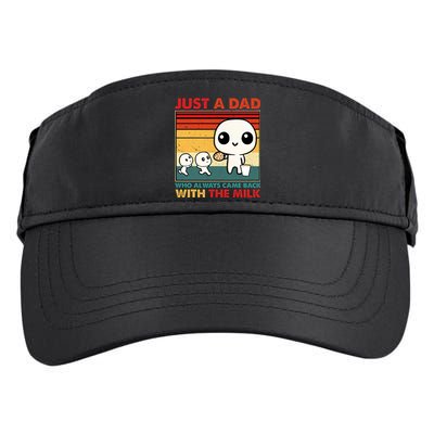 Just A Dad Who Always Came Back With The Milk Retro Father Adult Drive Performance Visor