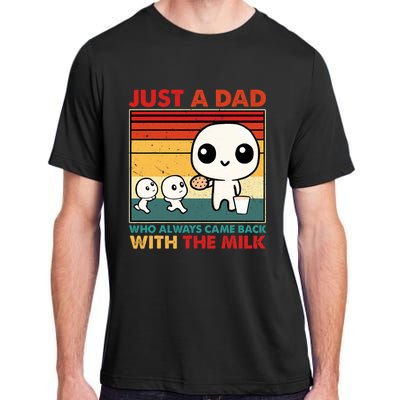 Just A Dad Who Always Came Back With The Milk Retro Father Adult ChromaSoft Performance T-Shirt