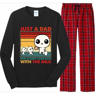 Just A Dad Who Always Came Back With The Milk Retro Father Long Sleeve Pajama Set