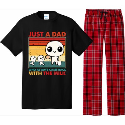 Just A Dad Who Always Came Back With The Milk Retro Father Pajama Set