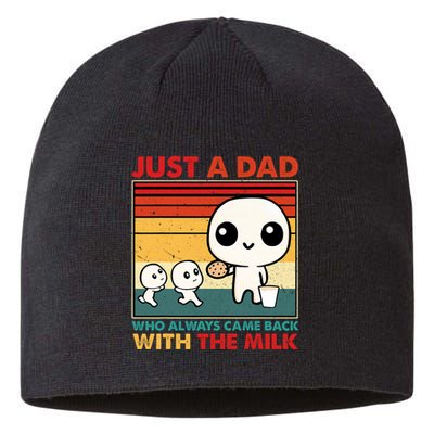 Just A Dad Who Always Came Back With The Milk Retro Father Sustainable Beanie