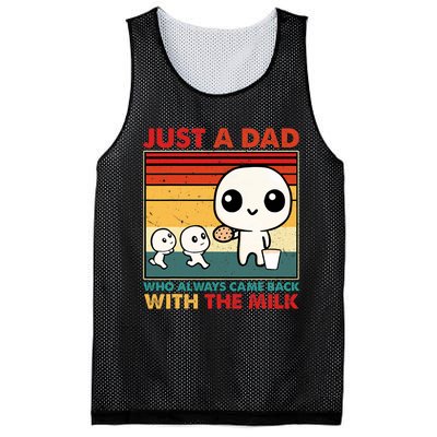 Just A Dad Who Always Came Back With The Milk Retro Father Mesh Reversible Basketball Jersey Tank