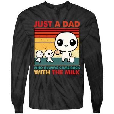 Just A Dad Who Always Came Back With The Milk Retro Father Tie-Dye Long Sleeve Shirt