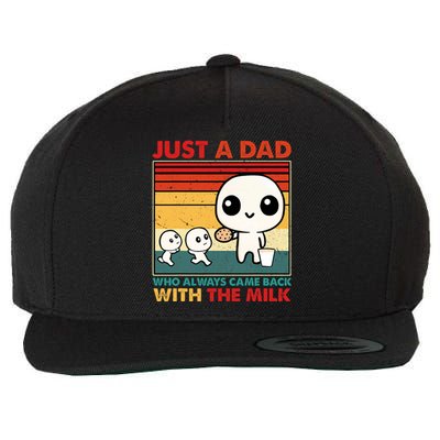 Just A Dad Who Always Came Back With The Milk Retro Father Wool Snapback Cap