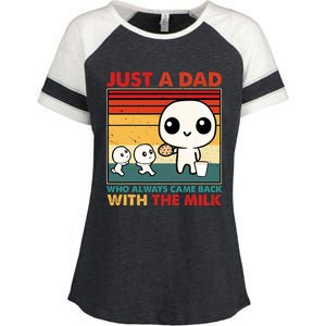 Just A Dad Who Always Came Back With The Milk Retro Father Enza Ladies Jersey Colorblock Tee