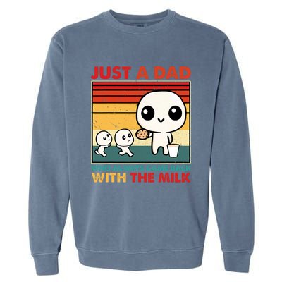 Just A Dad Who Always Came Back With The Milk Retro Father Garment-Dyed Sweatshirt