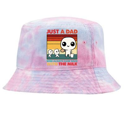 Just A Dad Who Always Came Back With The Milk Retro Father Tie-Dyed Bucket Hat