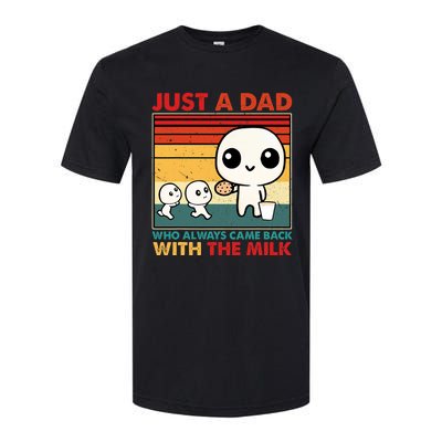 Just A Dad Who Always Came Back With The Milk Retro Father Softstyle® CVC T-Shirt