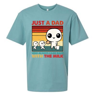 Just A Dad Who Always Came Back With The Milk Retro Father Sueded Cloud Jersey T-Shirt