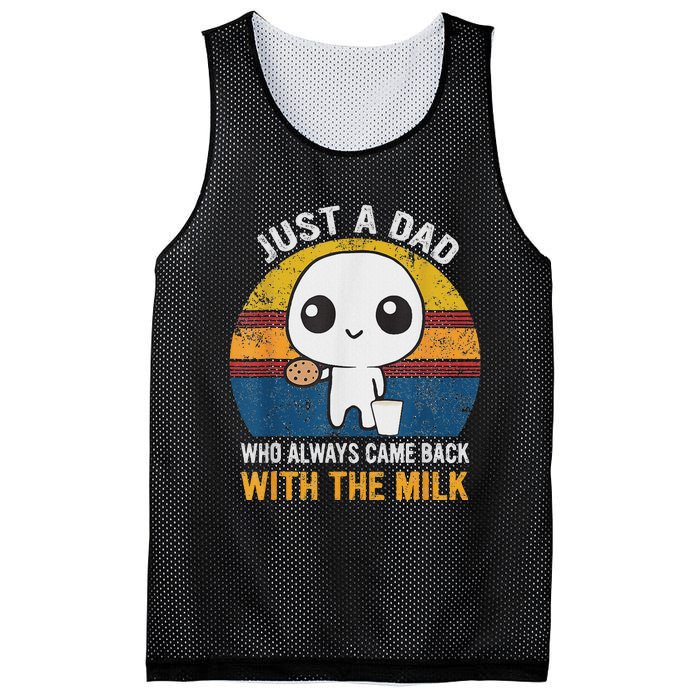 Just A Dad Who Always Came Back With The Milk Daddy Dad Gift Mesh Reversible Basketball Jersey Tank