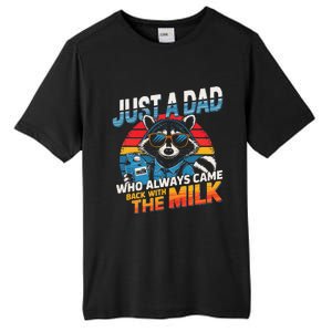 Just A Dad Who Always Came Back With The Milk Funny Raccoon Tall Fusion ChromaSoft Performance T-Shirt