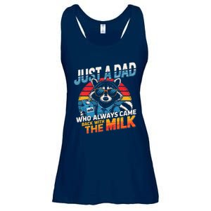 Just A Dad Who Always Came Back With The Milk Funny Raccoon Ladies Essential Flowy Tank