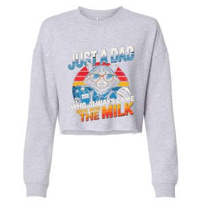 Just A Dad Who Always Came Back With The Milk Funny Raccoon Cropped Pullover Crew