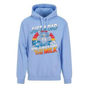 Just A Dad Who Always Came Back With The Milk Funny Raccoon Unisex Surf Hoodie