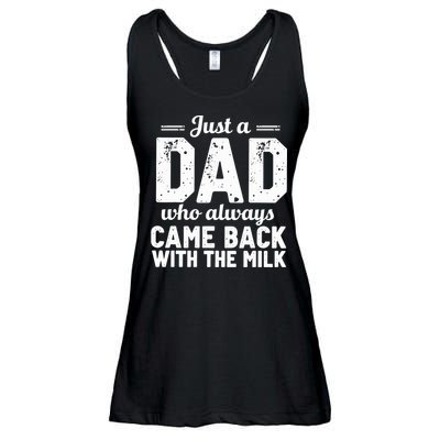 Just A Dad Who Always Came Back With The Milk Fathers Day Ladies Essential Flowy Tank