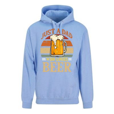 Just A Dad Who Loves Beer Fathers Day Beer Dad Design Gift Unisex Surf Hoodie