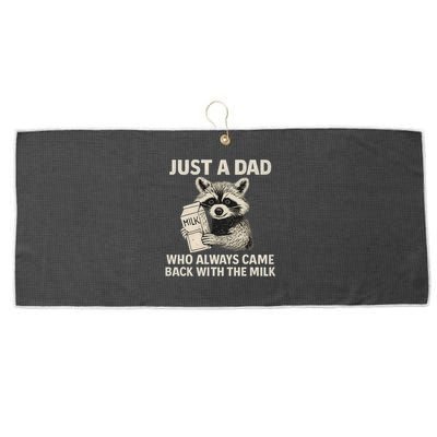 Just a Dad Who Always Came Back with the Milk Large Microfiber Waffle Golf Towel