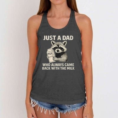 Just a Dad Who Always Came Back with the Milk Women's Knotted Racerback Tank