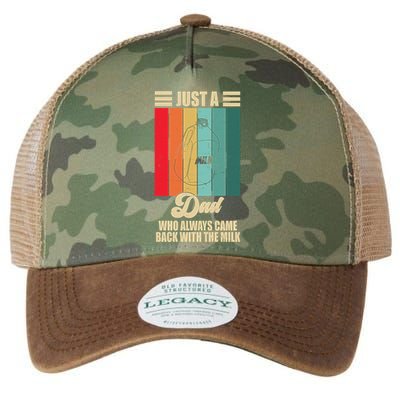 Just A Dad Who Always Came Back With The Milk Funny Retro Legacy Tie Dye Trucker Hat