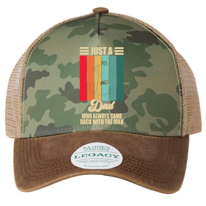 Just A Dad Who Always Came Back With The Milk Funny Retro Legacy Tie Dye Trucker Hat