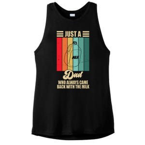 Just A Dad Who Always Came Back With The Milk Funny Retro Ladies PosiCharge Tri-Blend Wicking Tank