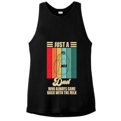 Just A Dad Who Always Came Back With The Milk Funny Retro Ladies PosiCharge Tri-Blend Wicking Tank