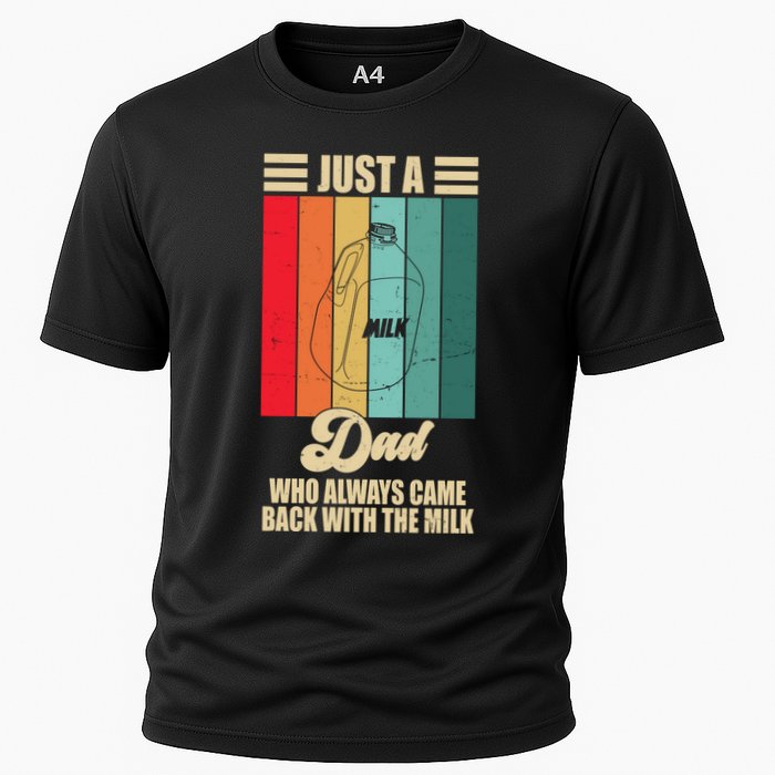 Just A Dad Who Always Came Back With The Milk Funny Retro Performance Shirt