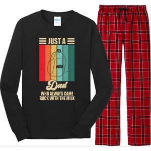 Just A Dad Who Always Came Back With The Milk Funny Retro Long Sleeve Pajama Set