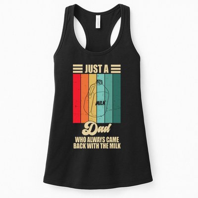 Just A Dad Who Always Came Back With The Milk Funny Retro Womens Tank Top