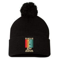 Just A Dad Who Always Came Back With The Milk Funny Retro Pom Pom 12in Knit Beanie