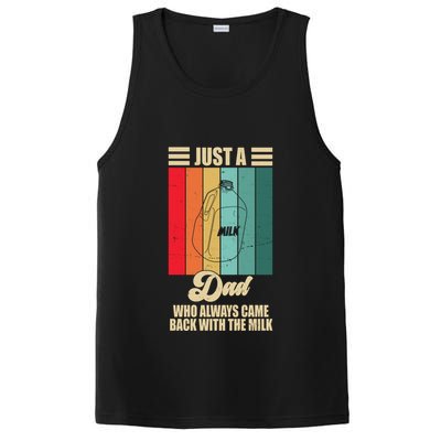 Just A Dad Who Always Came Back With The Milk Funny Retro PosiCharge Competitor Tank