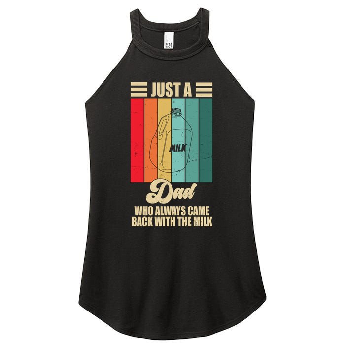Just A Dad Who Always Came Back With The Milk Funny Retro Women's Perfect Tri Rocker Tank