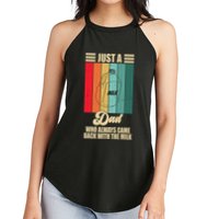 Just A Dad Who Always Came Back With The Milk Funny Retro Women's Perfect Tri Rocker Tank