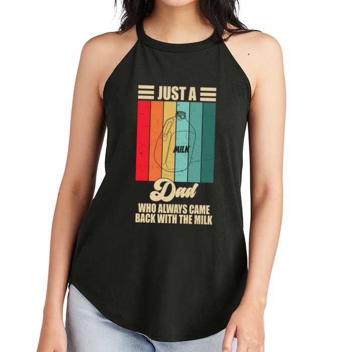 Just A Dad Who Always Came Back With The Milk Funny Retro Women's Perfect Tri Rocker Tank