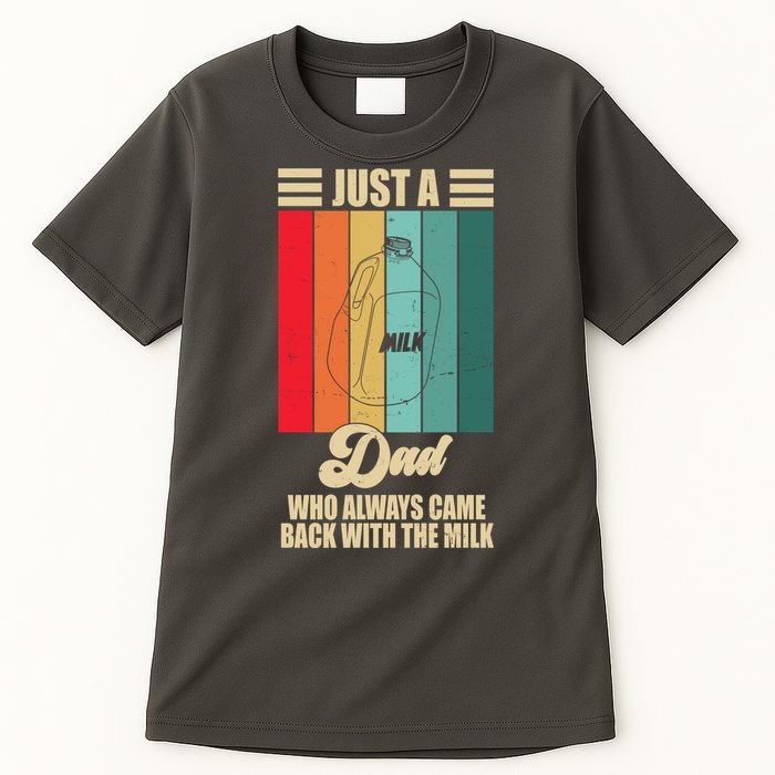 Just A Dad Who Always Came Back With The Milk Funny Retro Tall T-Shirt