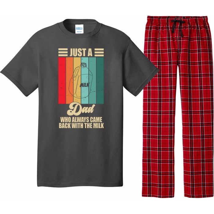 Just A Dad Who Always Came Back With The Milk Funny Retro Pajama Set