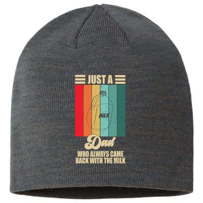 Just A Dad Who Always Came Back With The Milk Funny Retro Sustainable Beanie