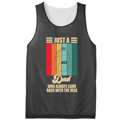 Just A Dad Who Always Came Back With The Milk Funny Retro Mesh Reversible Basketball Jersey Tank
